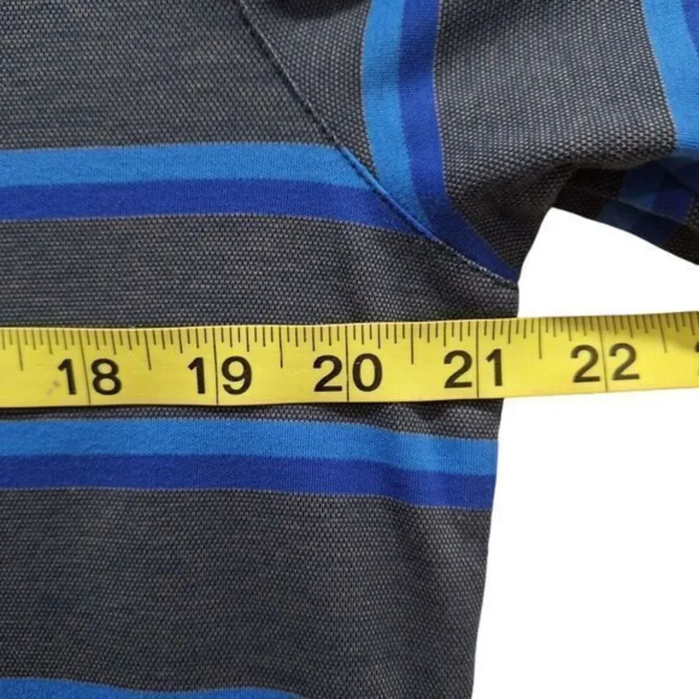 Banana Republic Luxury Touch Standard Fit‎ Polo Shirt Size L Gray Striped